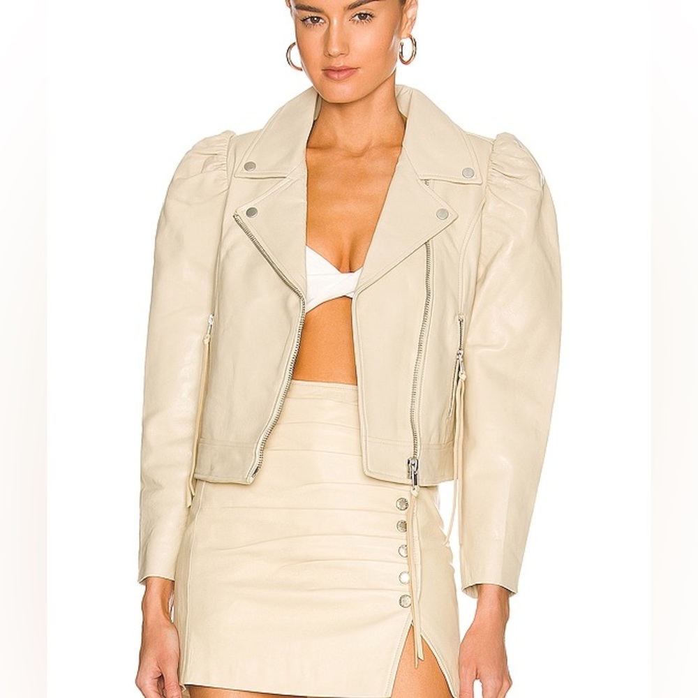 Retrofête Lo Leather Jacket in pistachio size m.